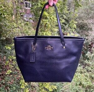 COACH Mini City Tote Blue Crossgrain Leather w Gold Hardware AUTHENTIC